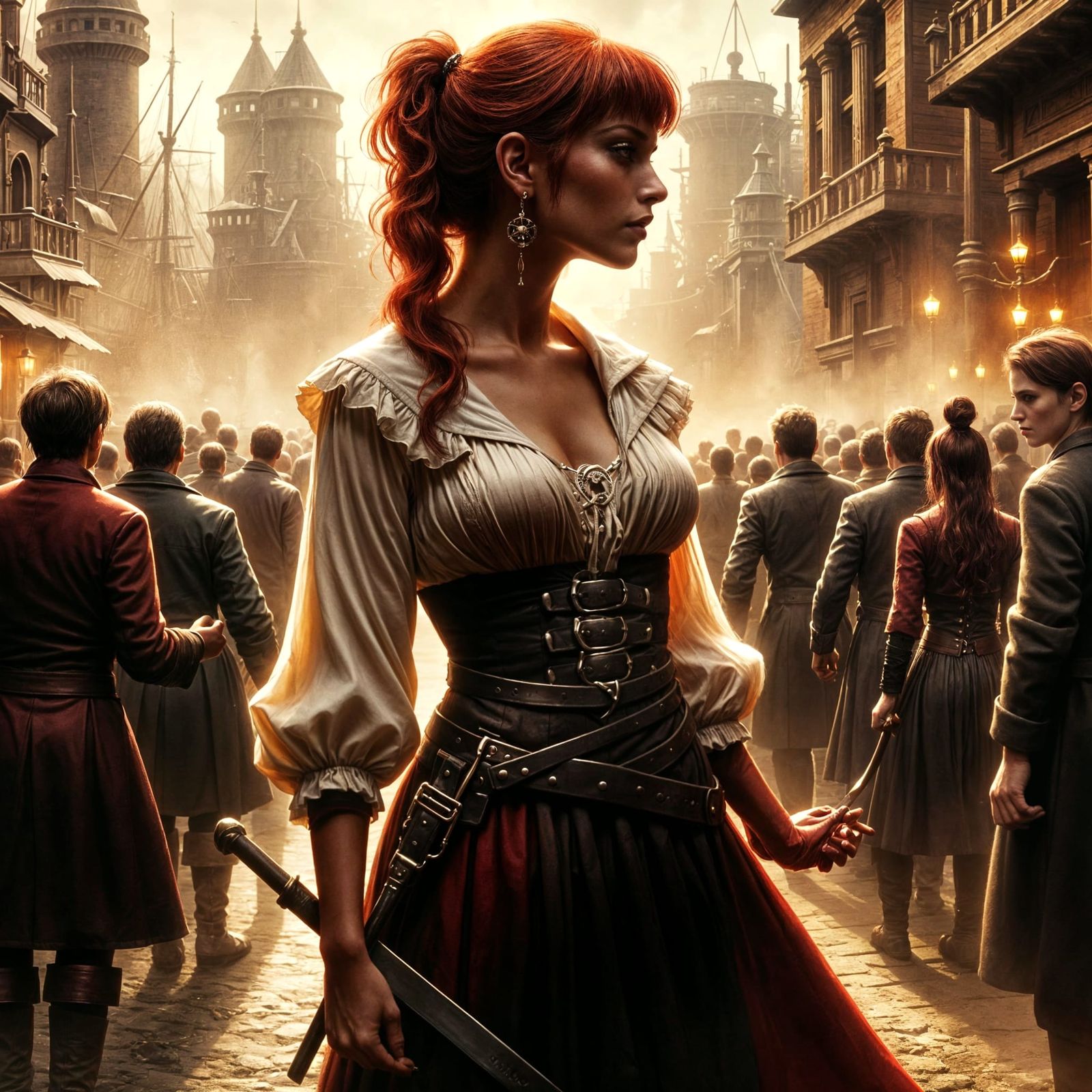 Pirate Mary Read in Port, Recruiting Crew Members