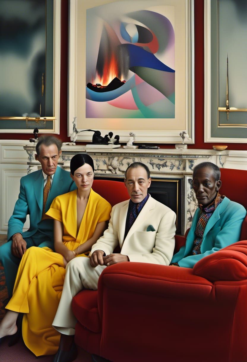 Polychromatic Abstract of People by Fire