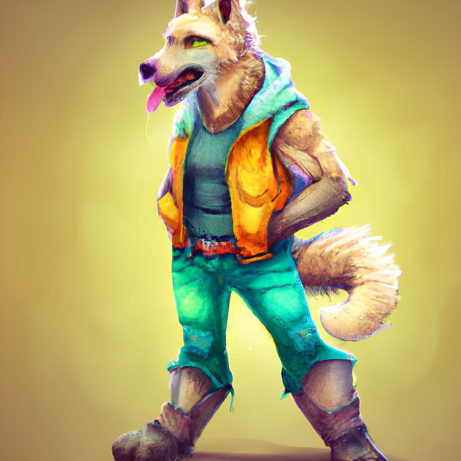 Anthropomorphic Dog Character in Artgerm Style