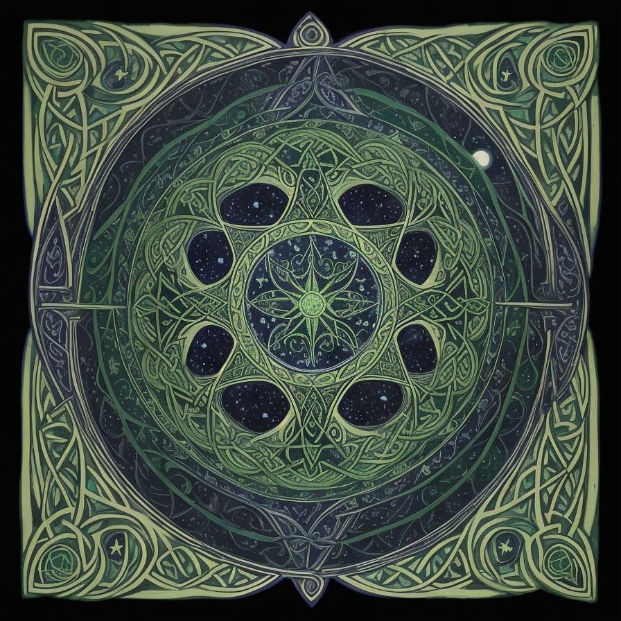 Ancient Celtic Tapestry Unfolds into Cosmic Dreamscape