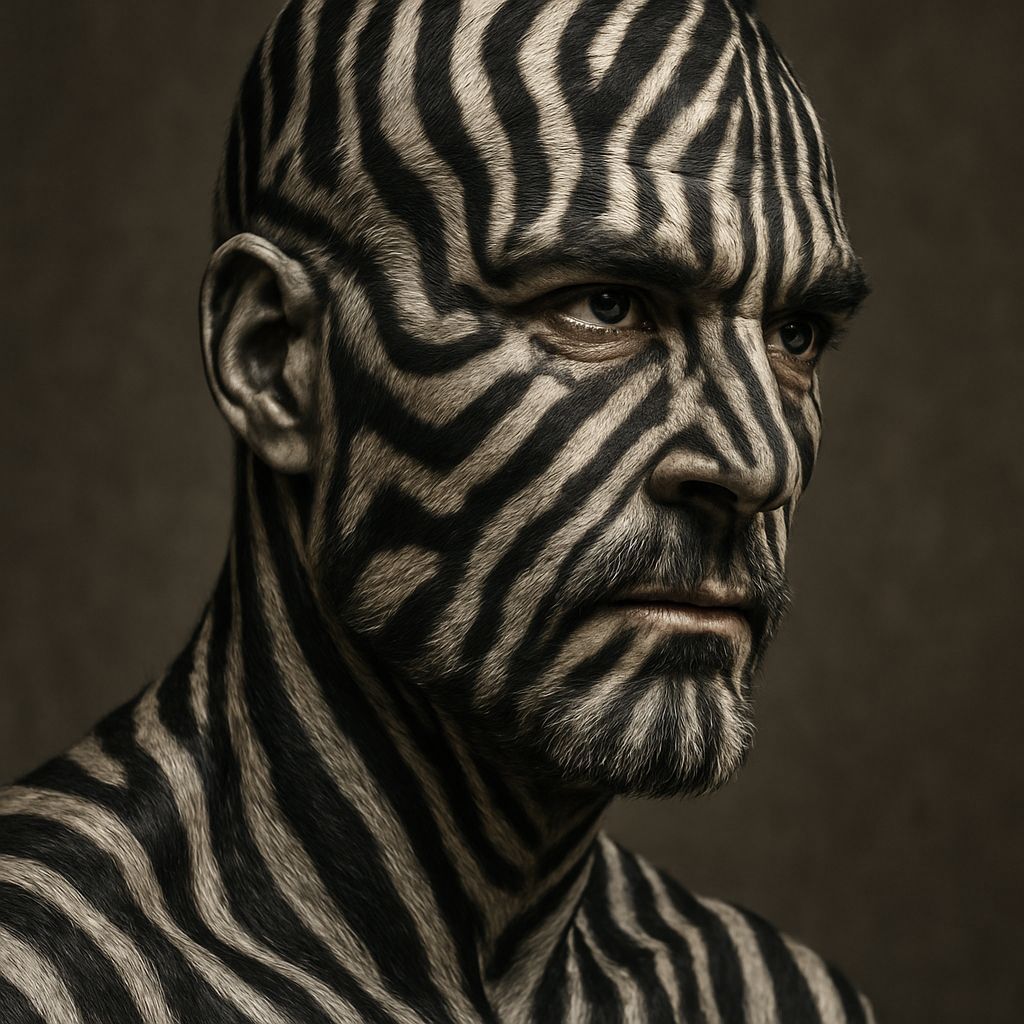 Photorealistic Zebra Man Portrait in Ultra-High Definition