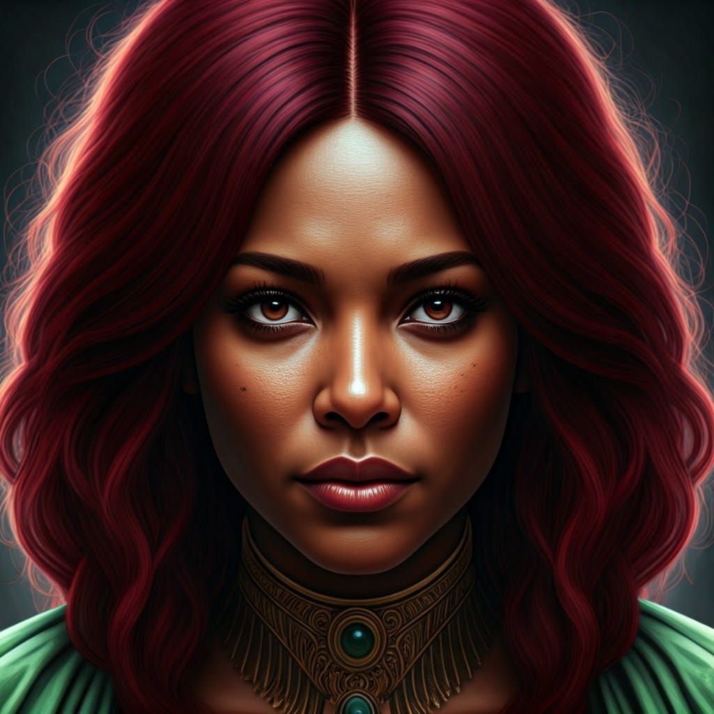 African American Woman Portrait in Hyperdetailed Digital Art