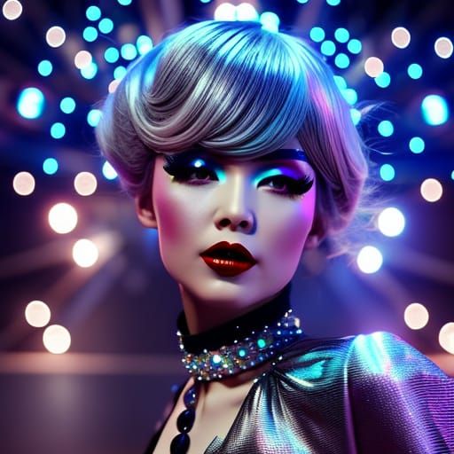 Maiden in Star Dress: Hypervivid Fashion Portrait