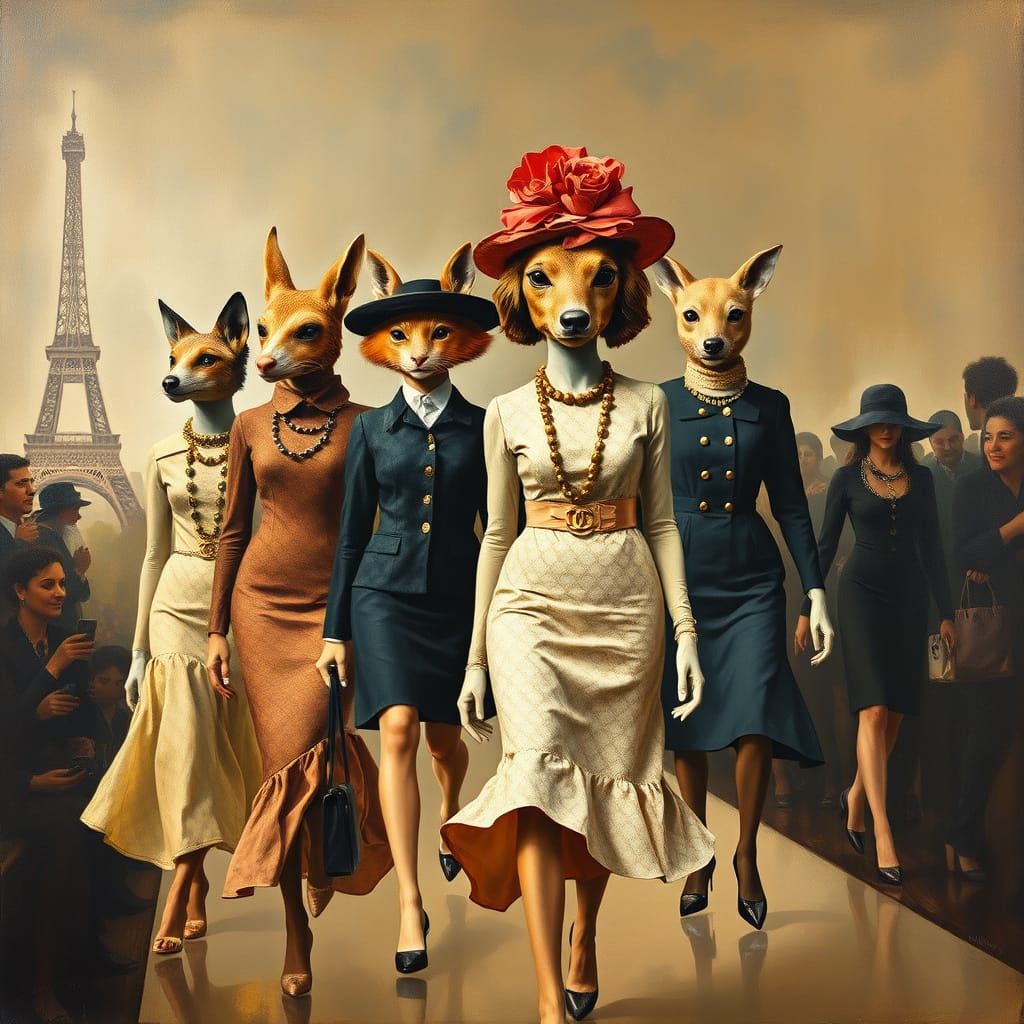 Surrealist Models Strut Down Paris Catwalk in Chanel