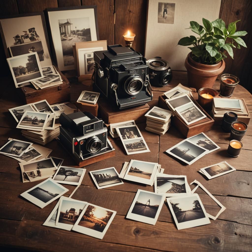 Nostalgic Vintage Polaroid Photography Setup