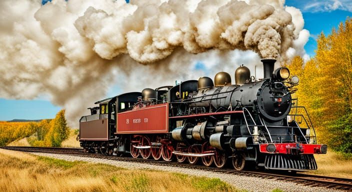 Vintage Steam Train in Abstract Art Style