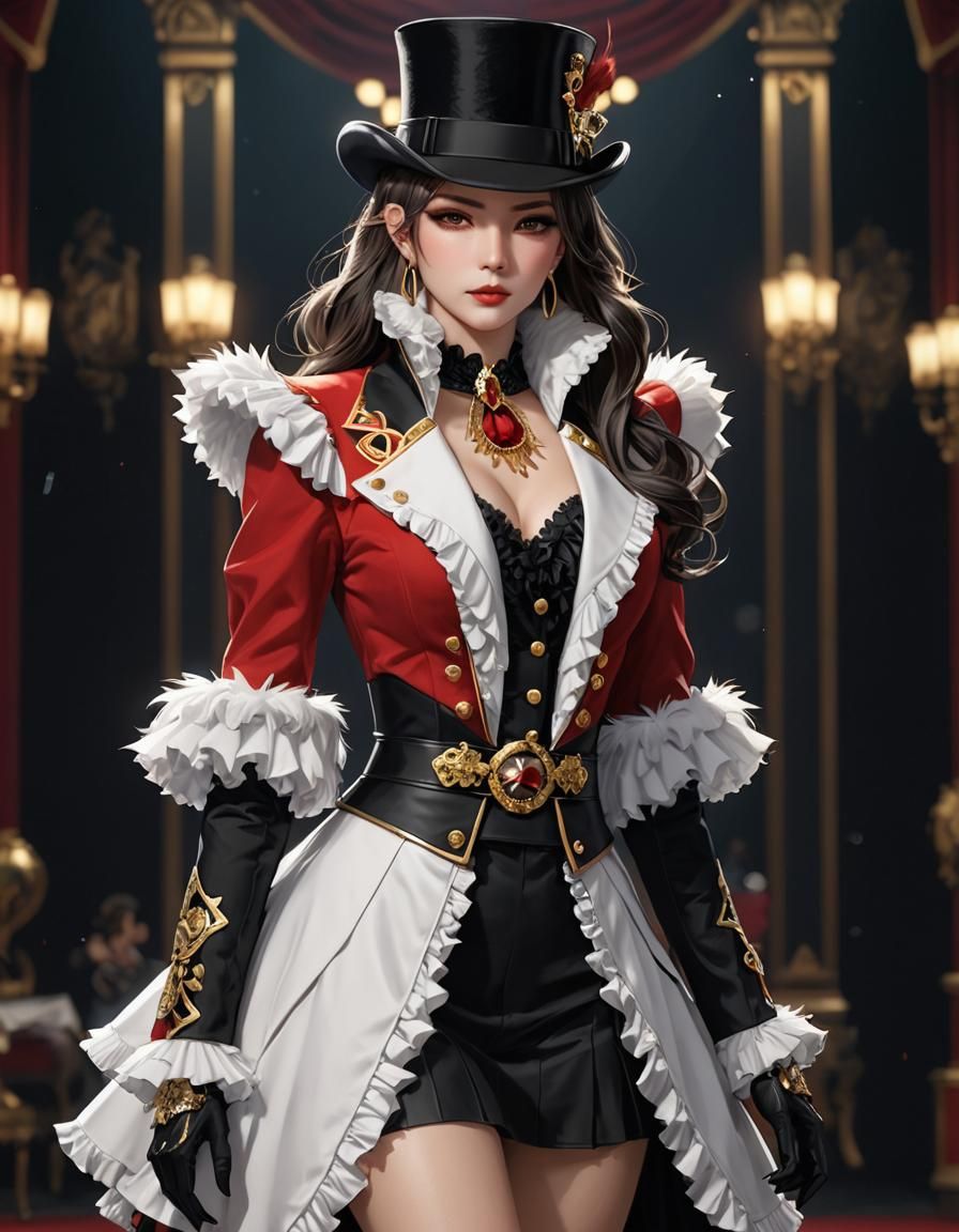 Anime Ringmaster in Ruffle Dress, 3D Render