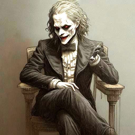 Cartoon Joker's Phone Warning in Horror Art