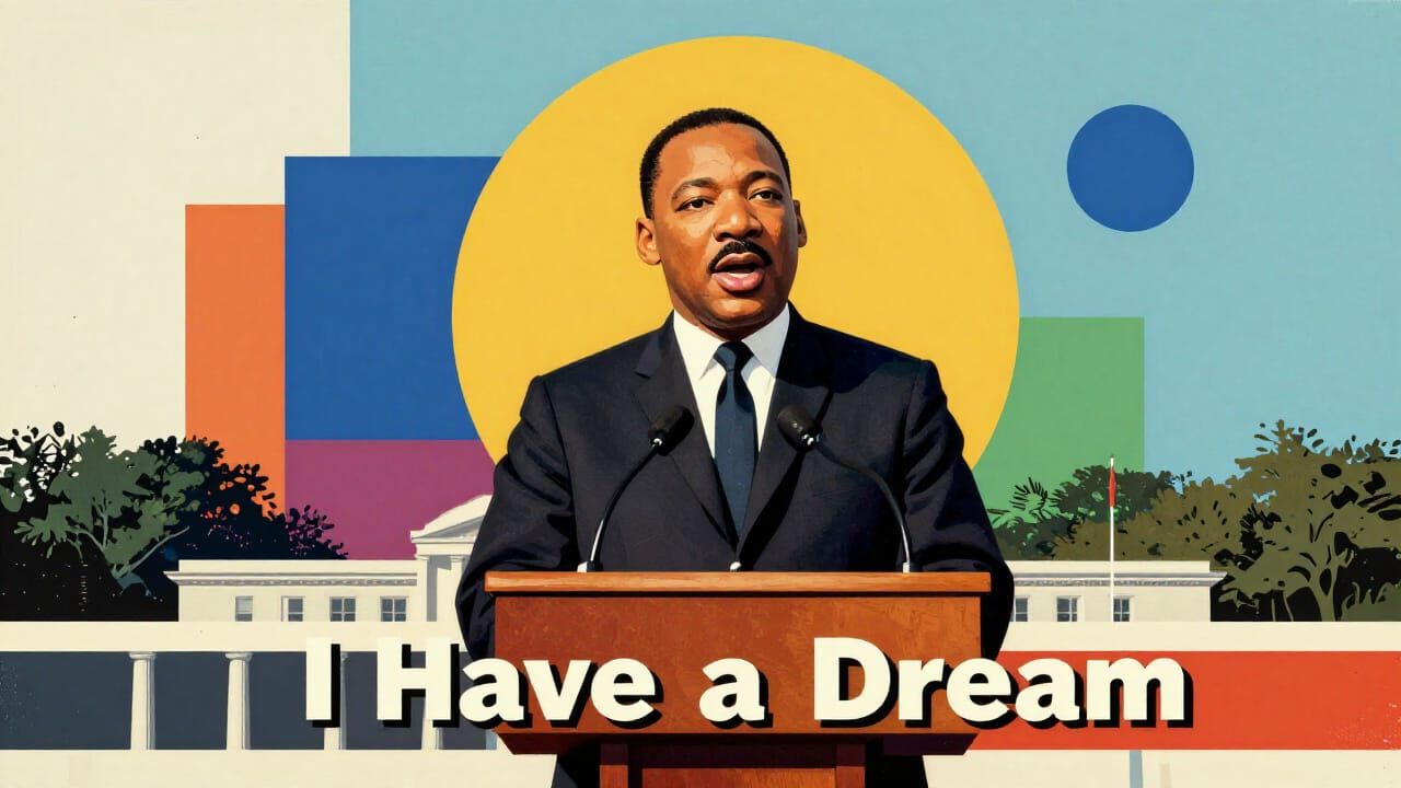MLK's Dream Speech in Surrealist Pop Art Style