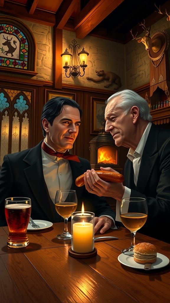 Elegant Evening in a Bavarian Tavern, in a Rich, Impressioni...