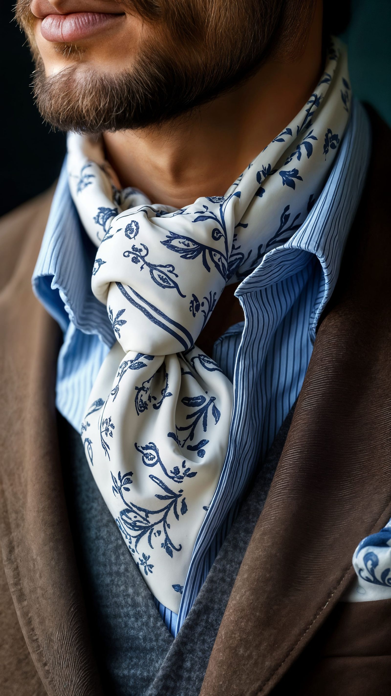 Timeless Menswear Elegance in Hyper-Realistic Close-Up