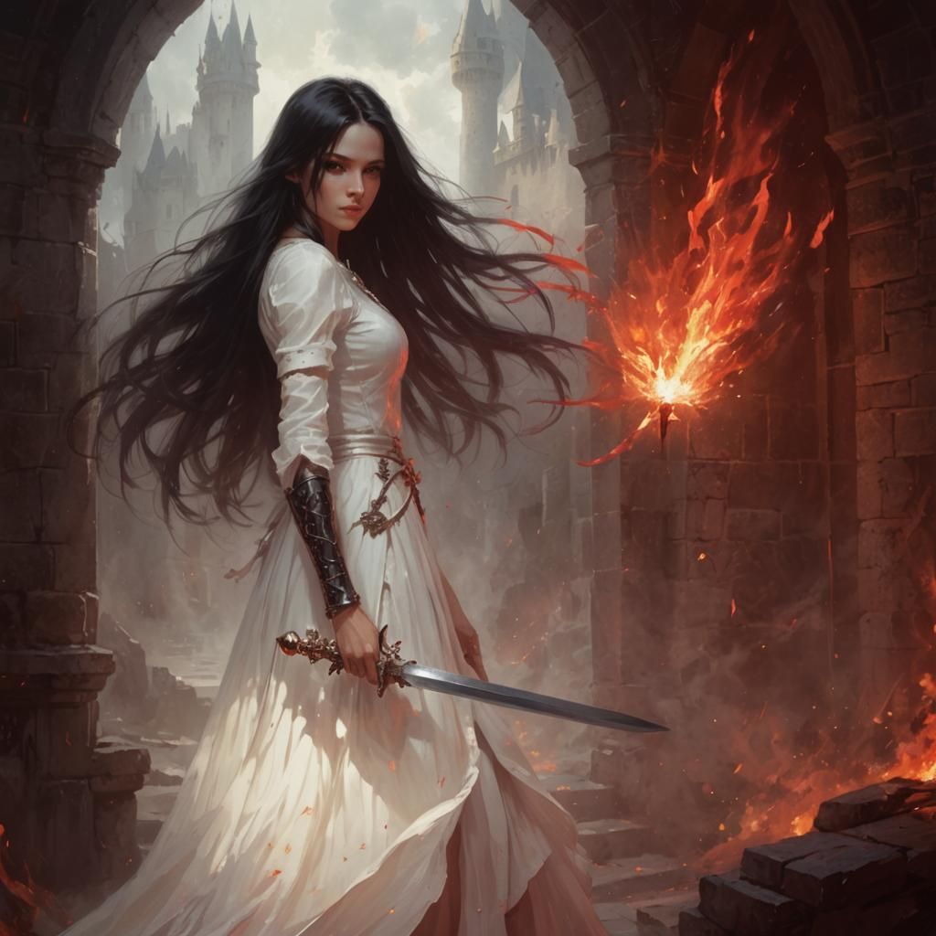 Ethereal Fantasy Warrior in a Castle Dungeon