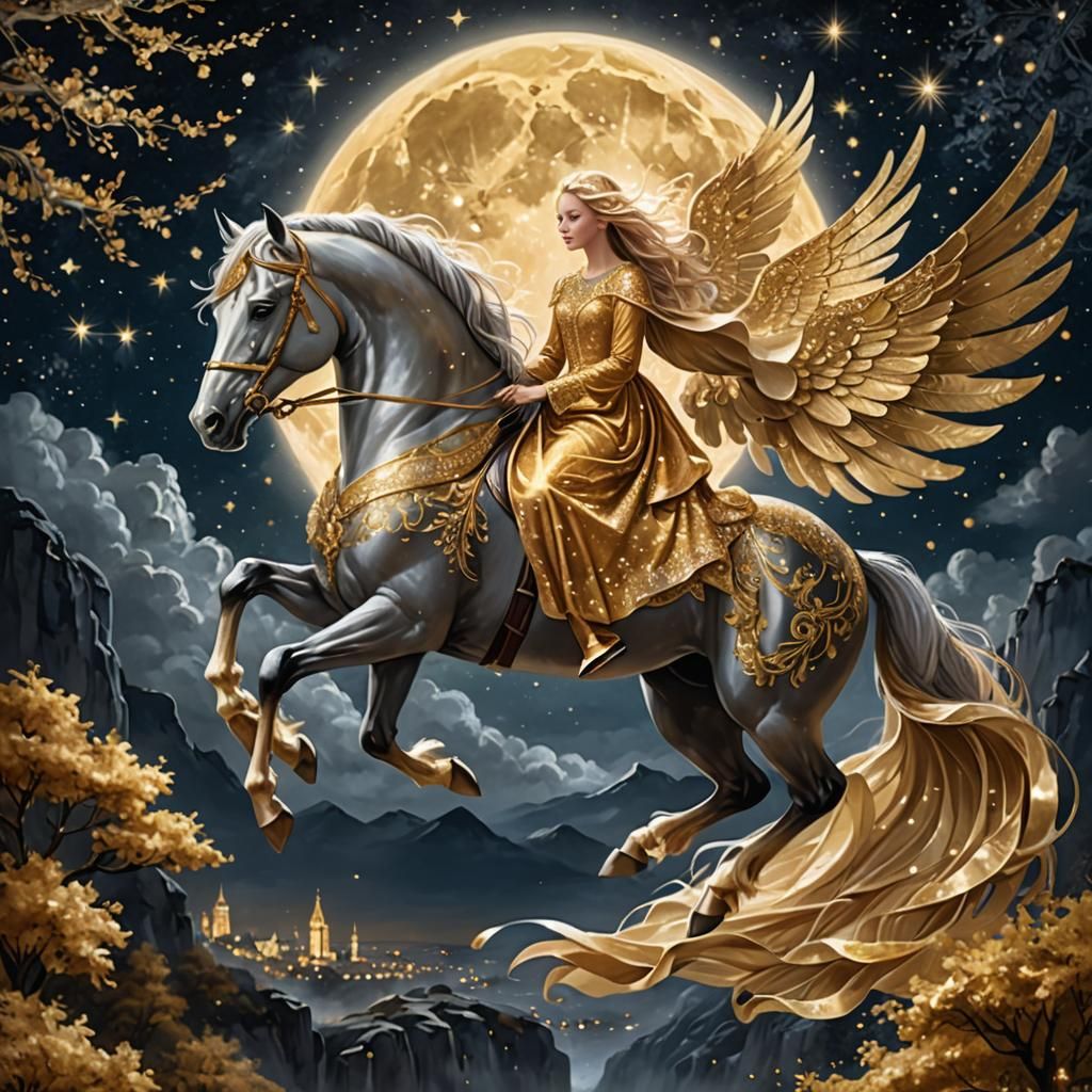 In an enchanted night air, a most beautiful lady wearing an ...