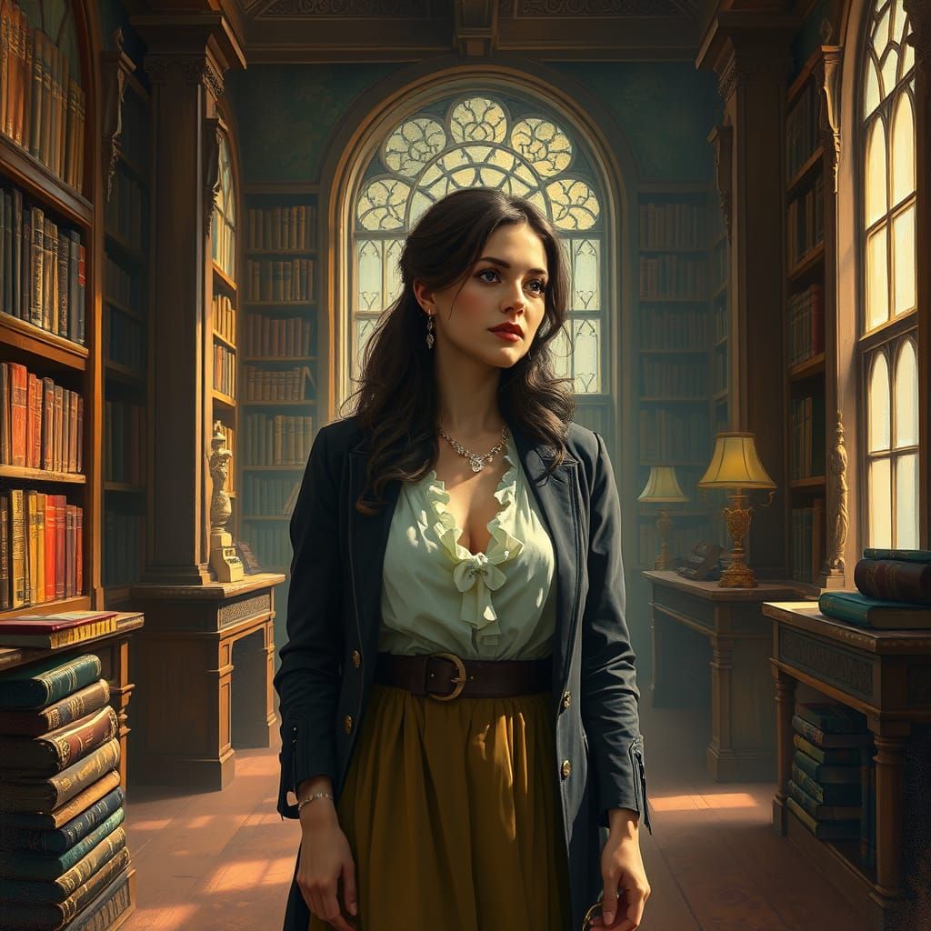 Wisdom in a Cozy Library Sanctuary