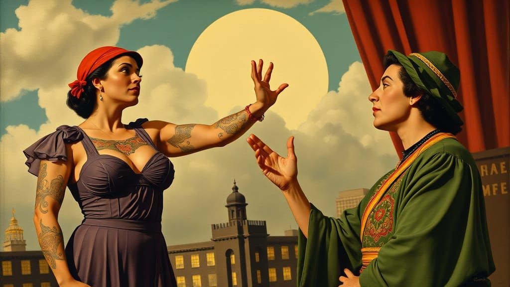 A 1930s-Era Tattooed Lady in a Vintage Circus Sideshow