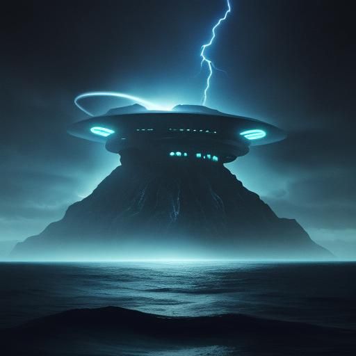 Eye-Shaped UFO Floats in Bioluminescent Deep Sea