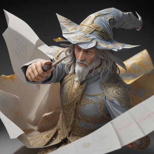 illustration of an old wizard firing his wand