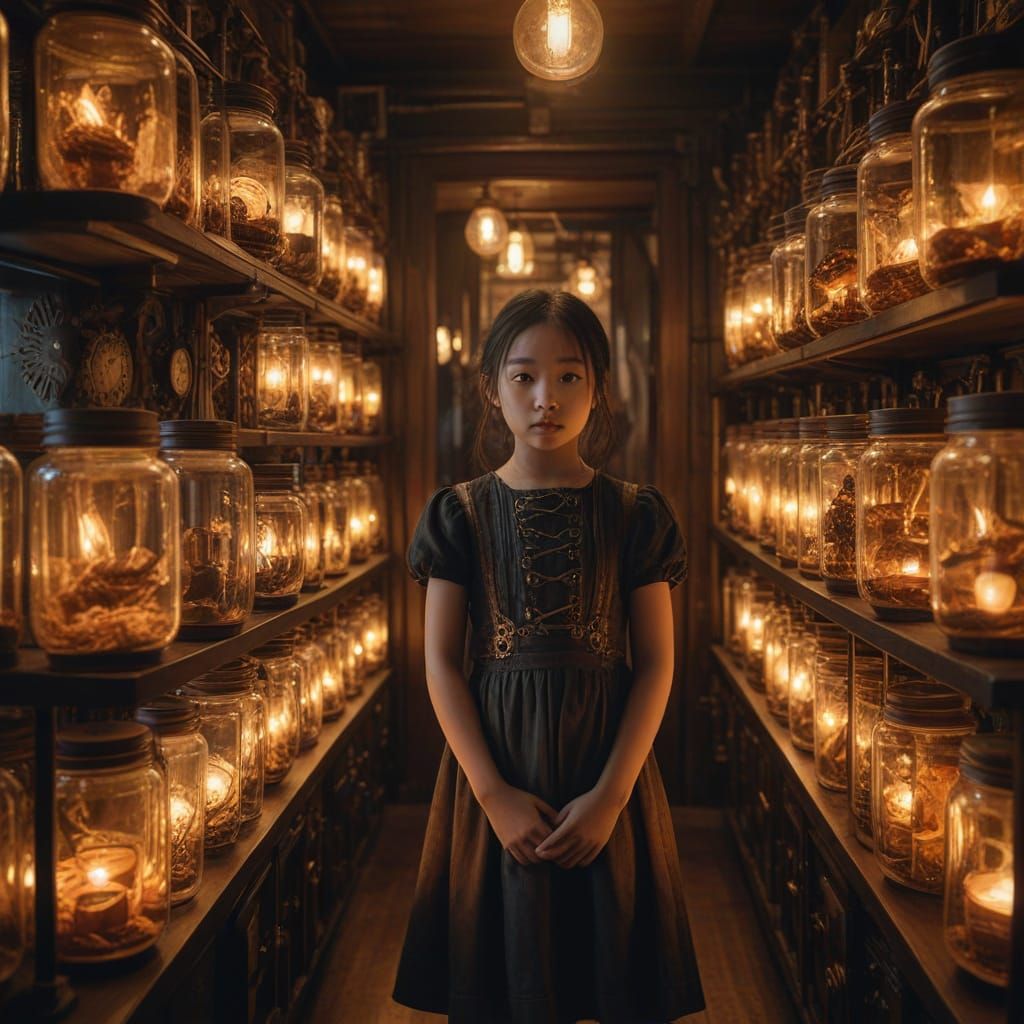 Steampunk Girl in a Timeless Sanctuary