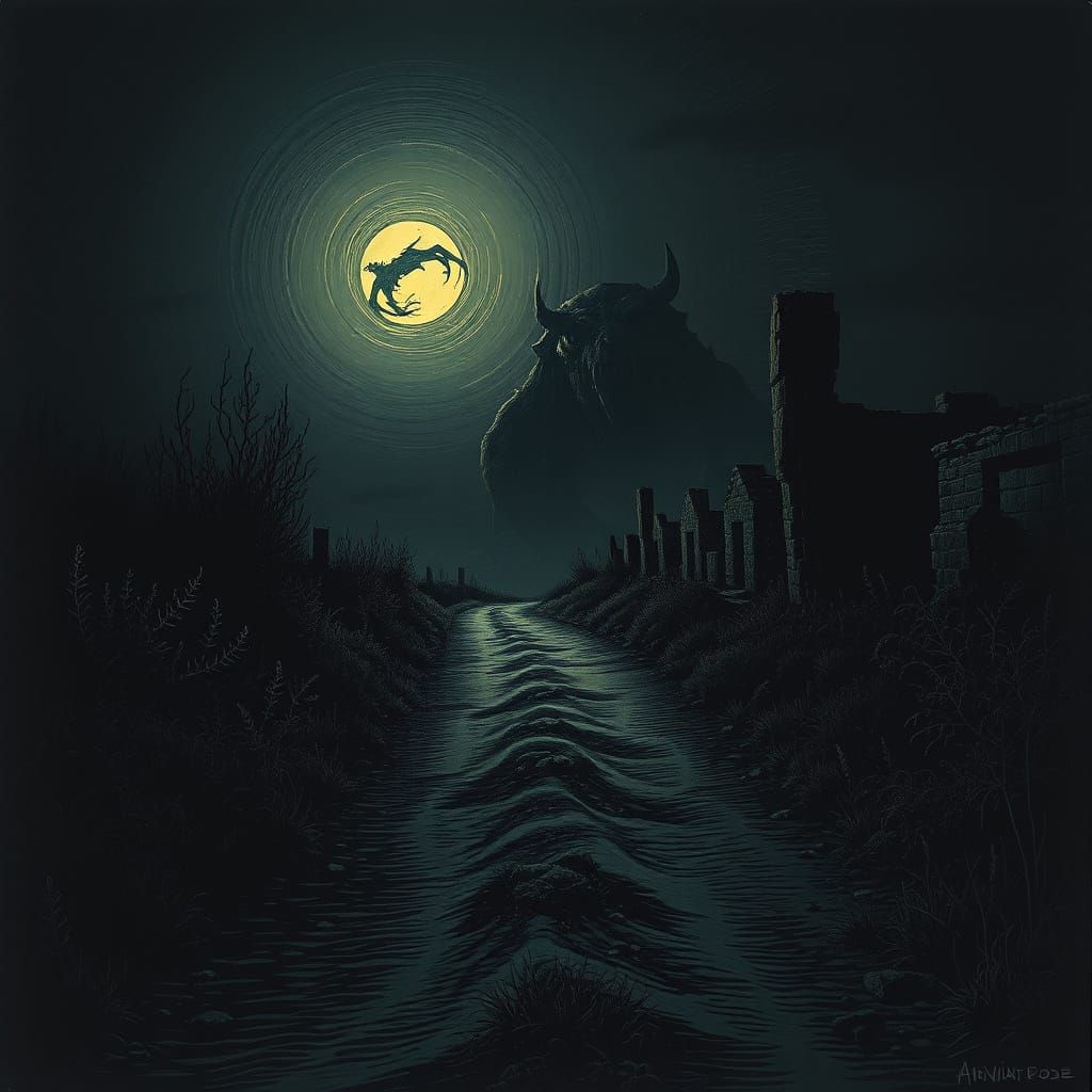 Spooky Road to Ruins: A Gothic Horror Landscape