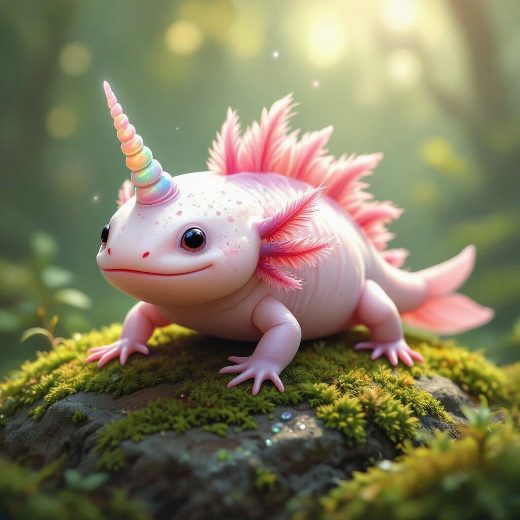 Whimsical Axolotl with Narwhal Horn and Spider Legs Digital ...