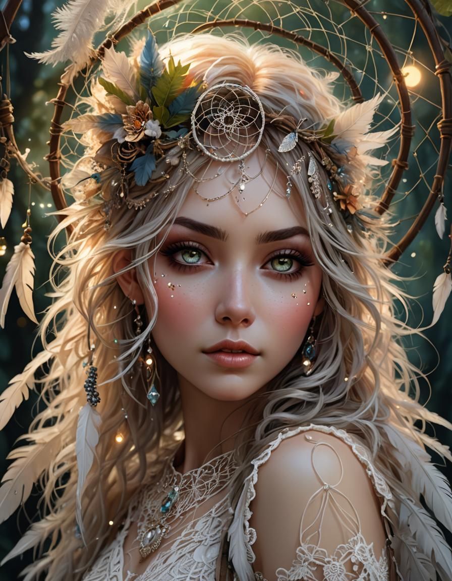 Whimsical Pixie Dreamcatcher in Digital Art