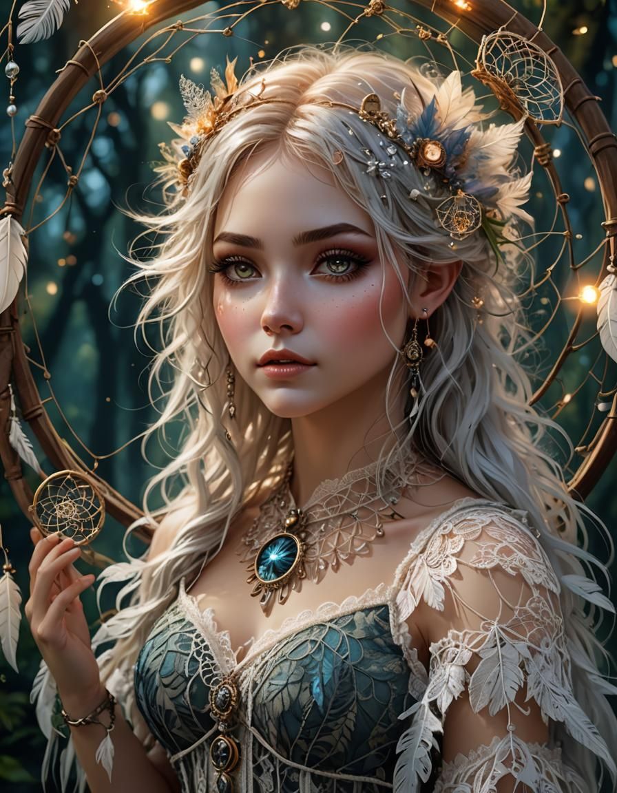 Whimsical Dream Catcher Pixie in Digital Art