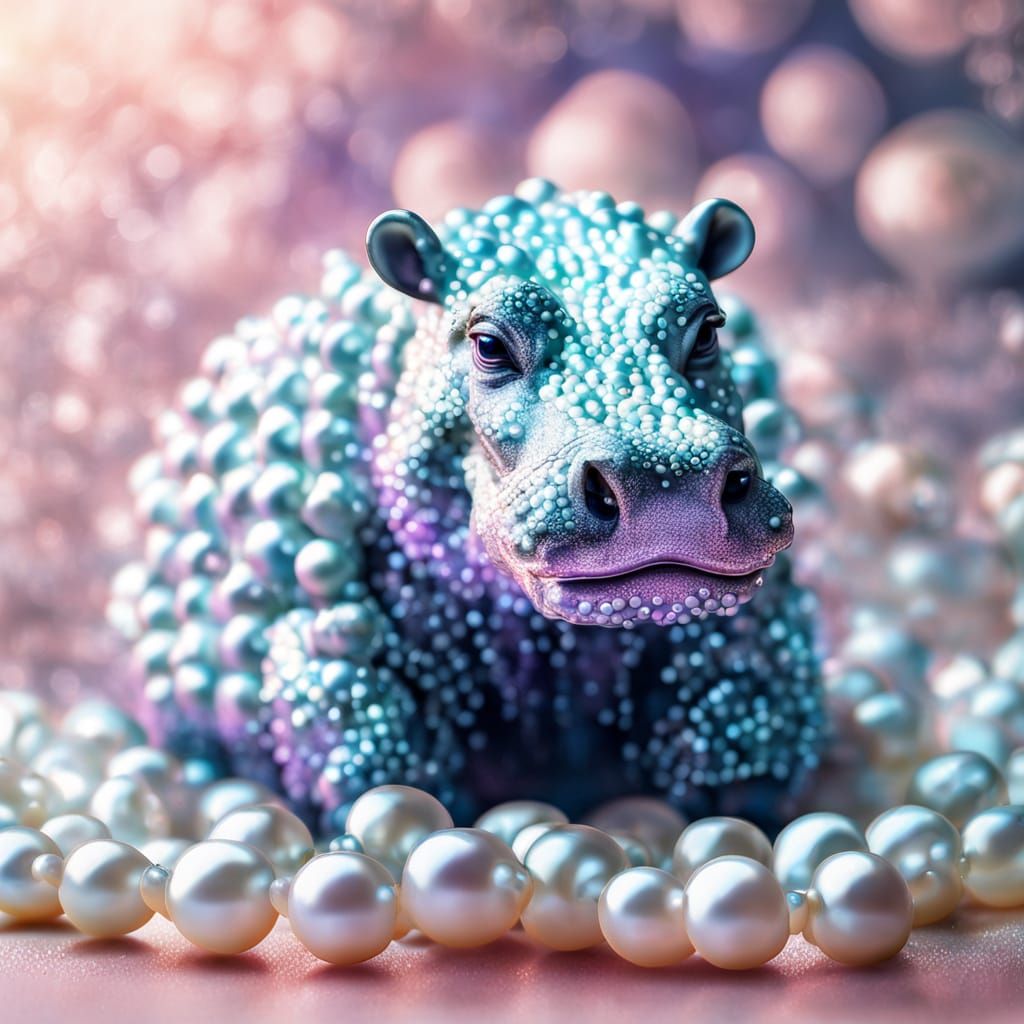 Surreal Pearl Hippopotamus Macro Photograph