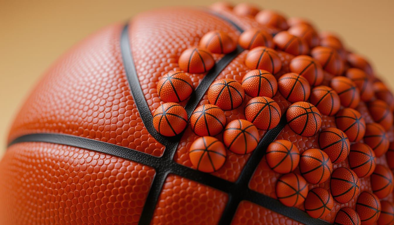 Extreme Close-Up: Basketball Texture with Miniature Basketba...
