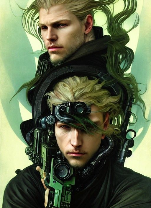 Liquid Snake Portrait in Art Nouveau Style