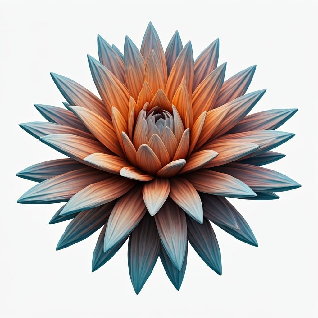 A ball of ice cream in the shape of a flower, on a white bac...