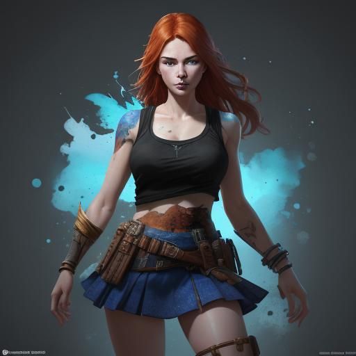 Artistic Redhead Woman Portrait with Colorful Paint