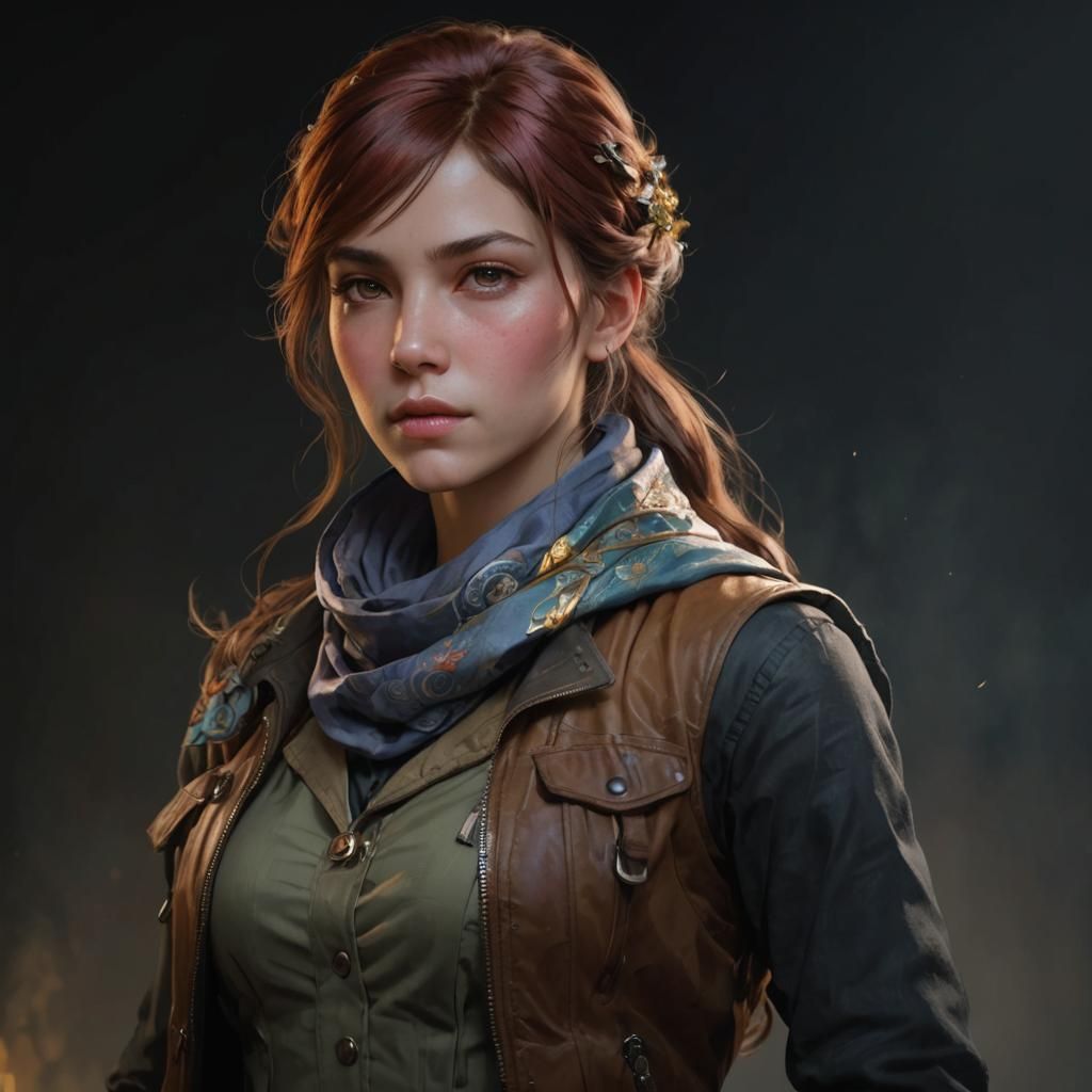 Detailed Portrait in Triadic Colors