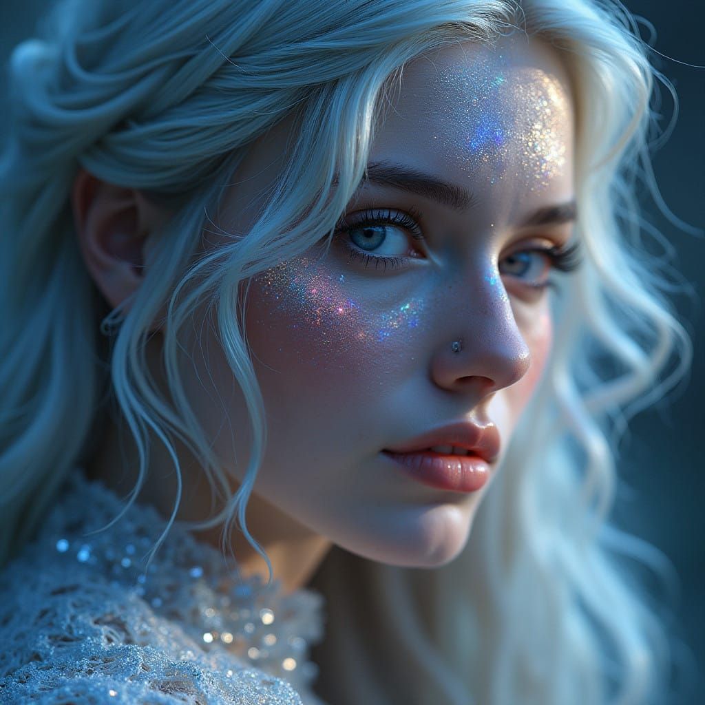 Ethereal Noble Woman Shines with Starlight Radiance