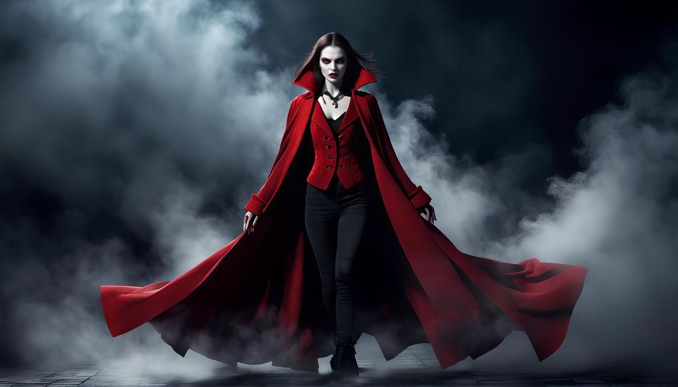 Striking Vampire in Red Coat, 3D Shading