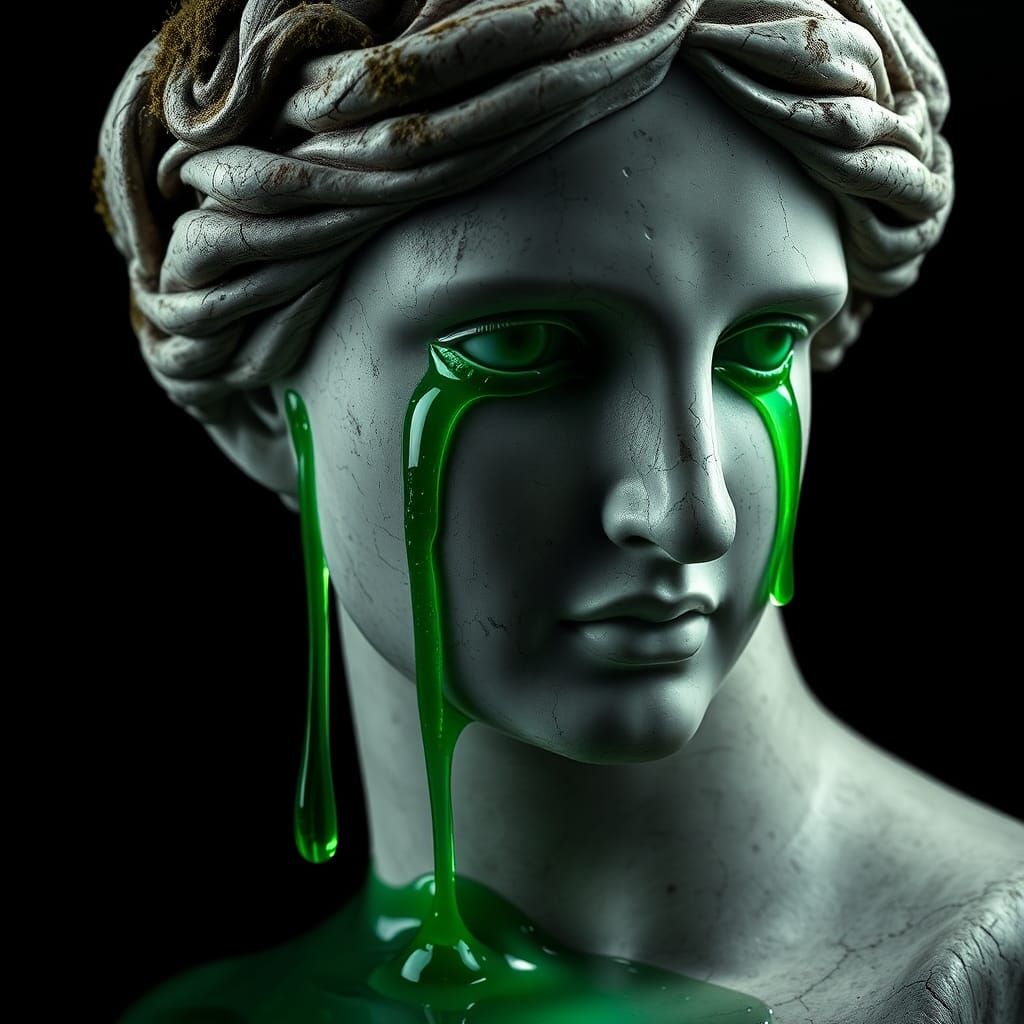 Classical Greek Statue Weeping Emerald Tears