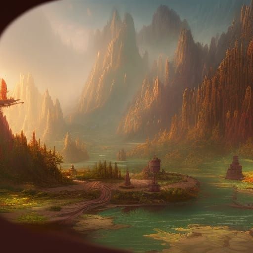 Fantastical Picture Book Drawing in Detailed Matte Painting