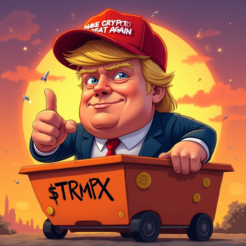 TrumpX Meme Crypto Logo in Anime Style