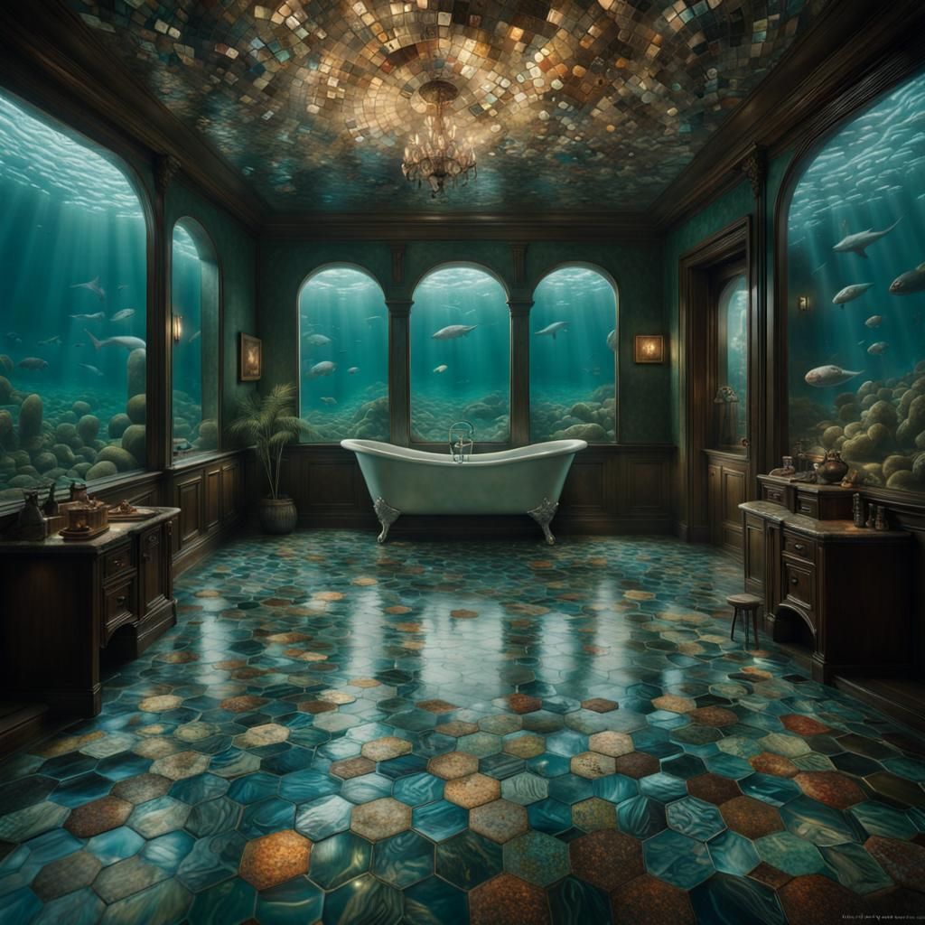 Atlantis Home with Mosaic Floors: Hyperrealistic Photography