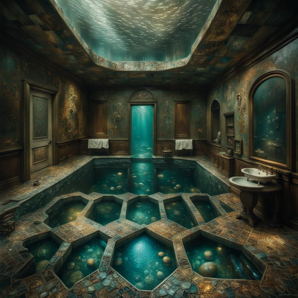 Atlantis Home with Mosaic Floors: Hyperrealistic Underwater ...