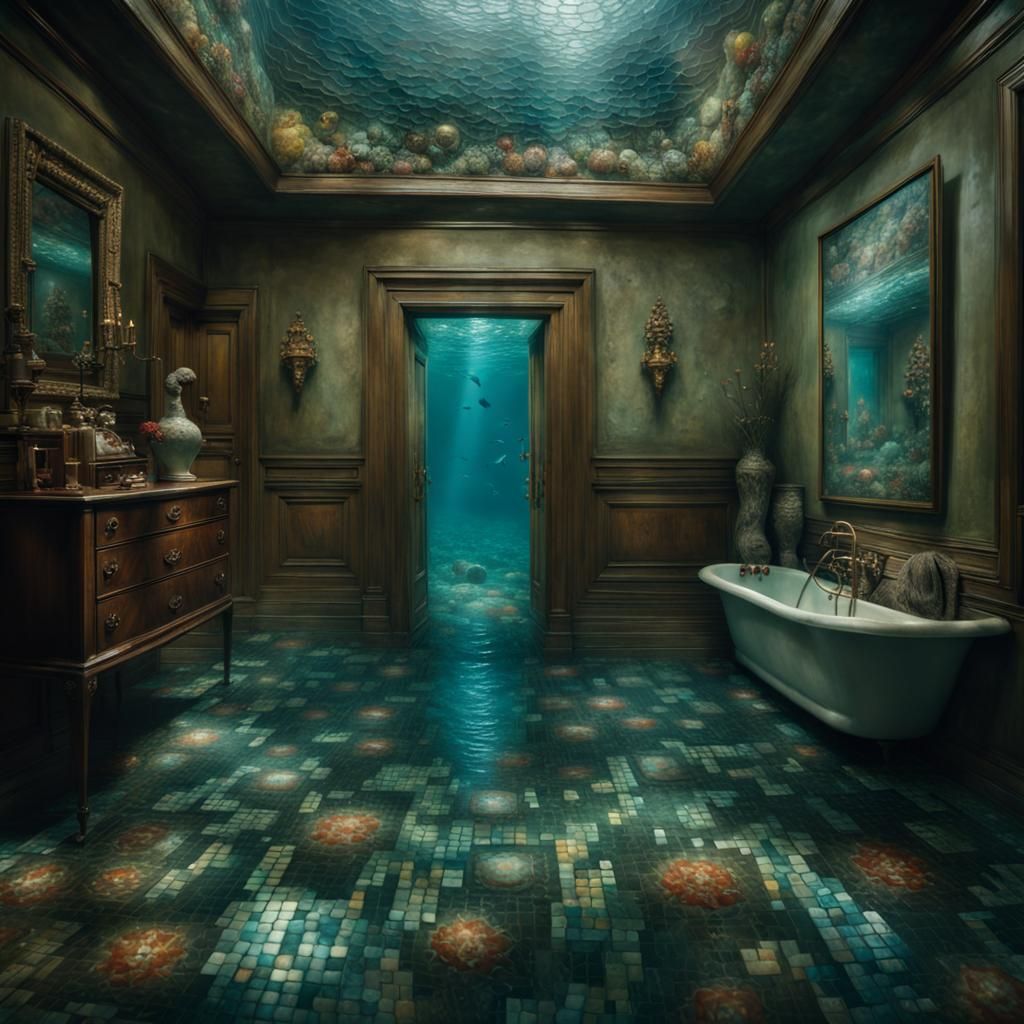 Atlantis Underwater Home with Mosaic Tile Floors