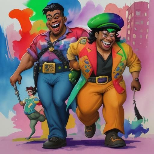 Colourful Cartoon Caper in Gouache and Watercolor