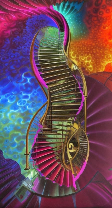 Alive Spiral Staircase in Synthwave Style