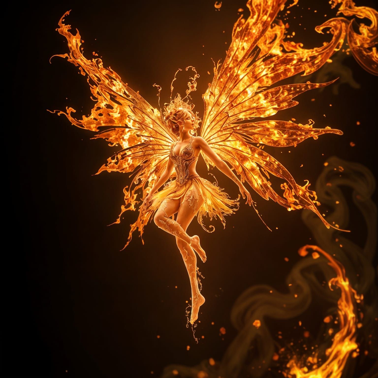 Fiery Fairy in Hyperdetailed Digital Art