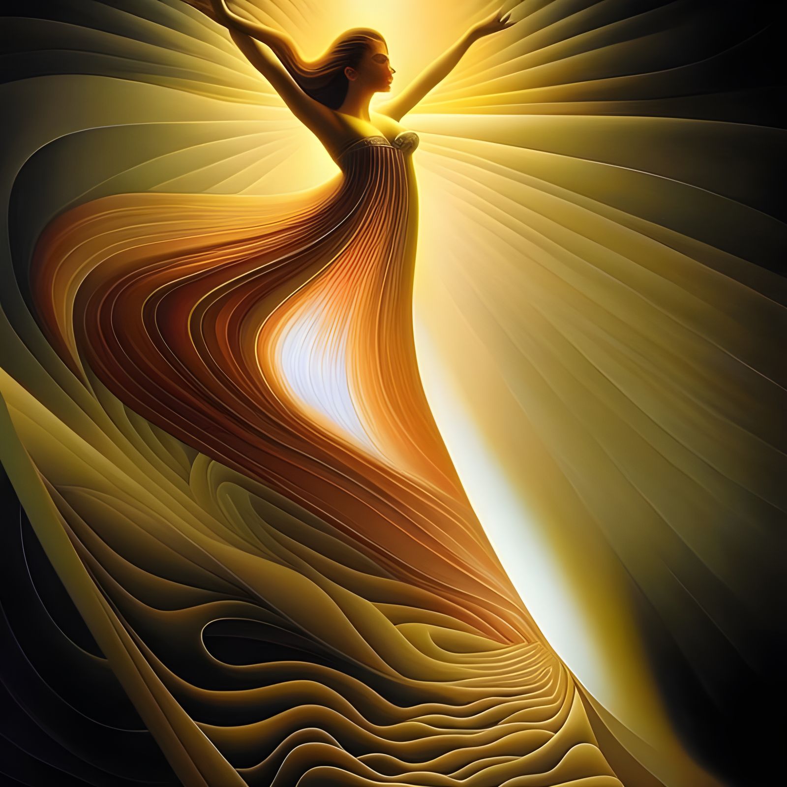 Dreamlike World with Radiant Light Rays