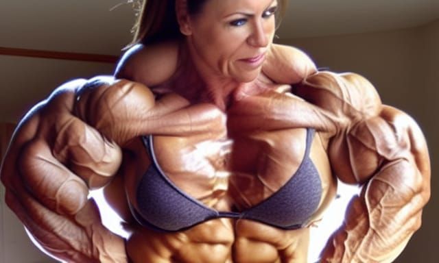 Extremely Muscular Female Bodybuilder
