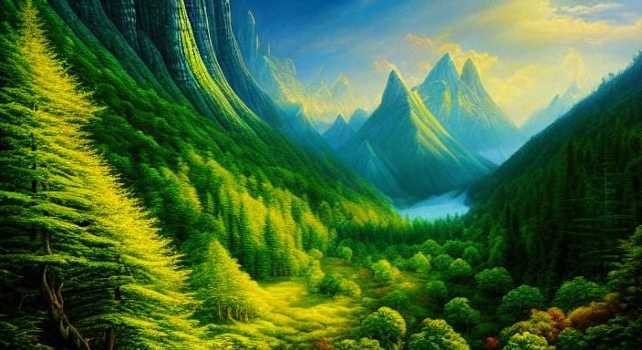 Majestic Elven Forests in a Heavenly Realm