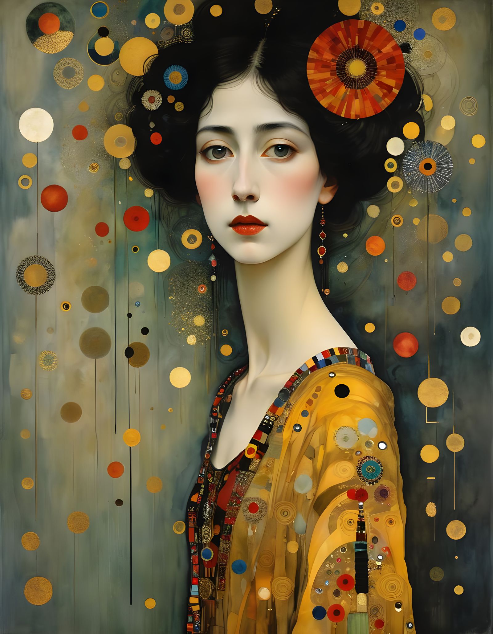 Woman's Portrait in Mixed Media Style