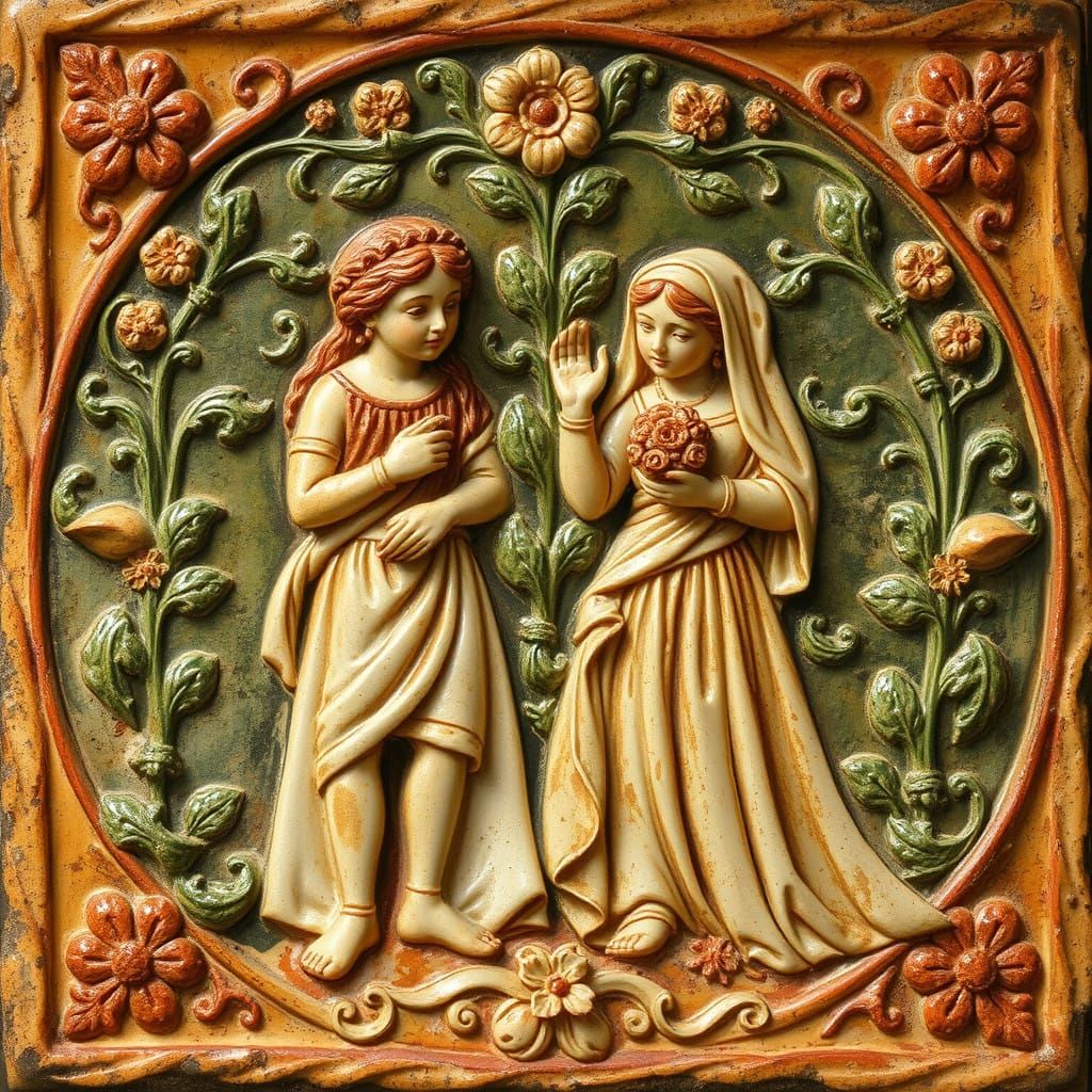 Romantic Etruscan-Style Vintage Wedding Plaque in Antiqued F...