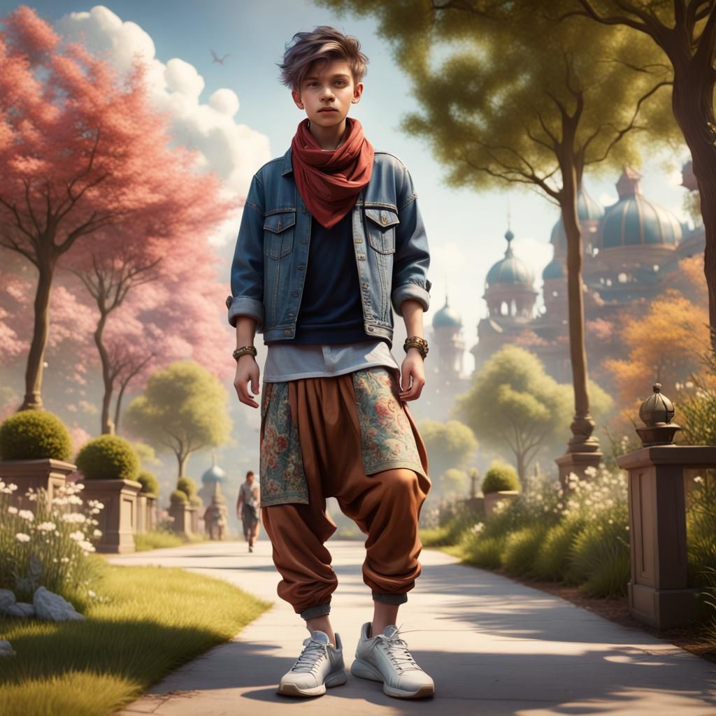 Boy in Harem Pants: Spring Park Fantasy Art