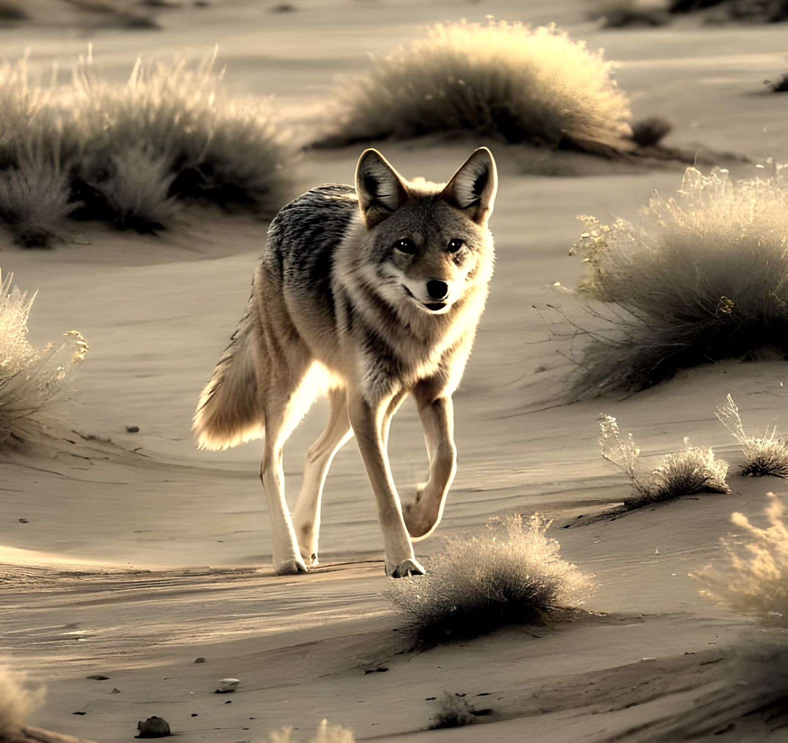 Wild Coyote Amid Desert Terrain